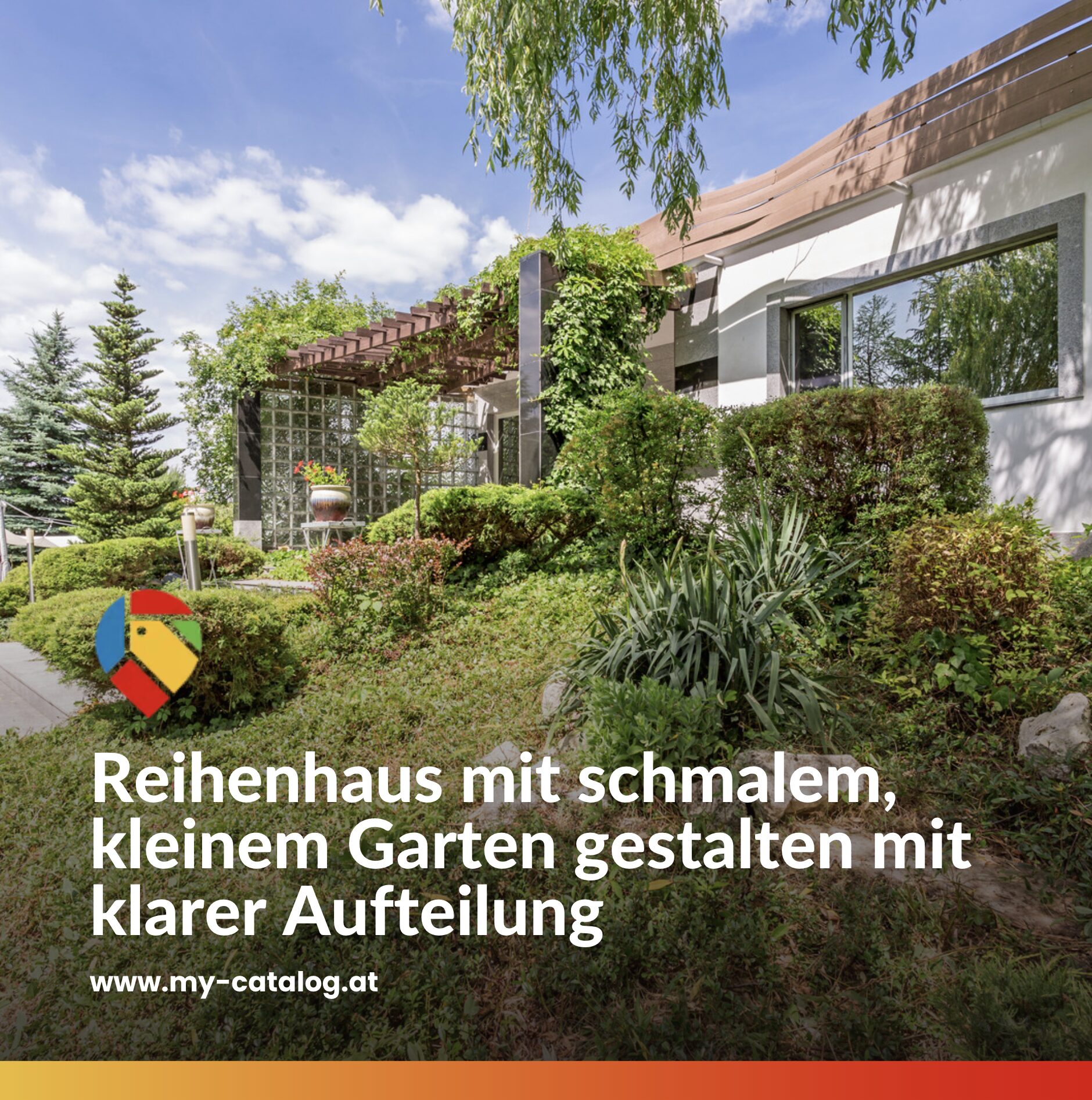 Reihenhaus mit schmalem, kleinem Garten gestalten mit klarer Aufteilung