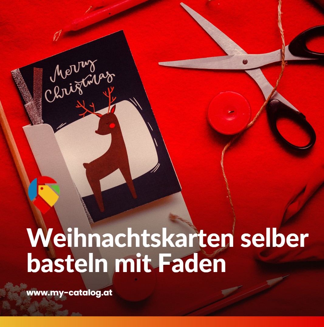 weihnachtskarten selber basteln mit faden